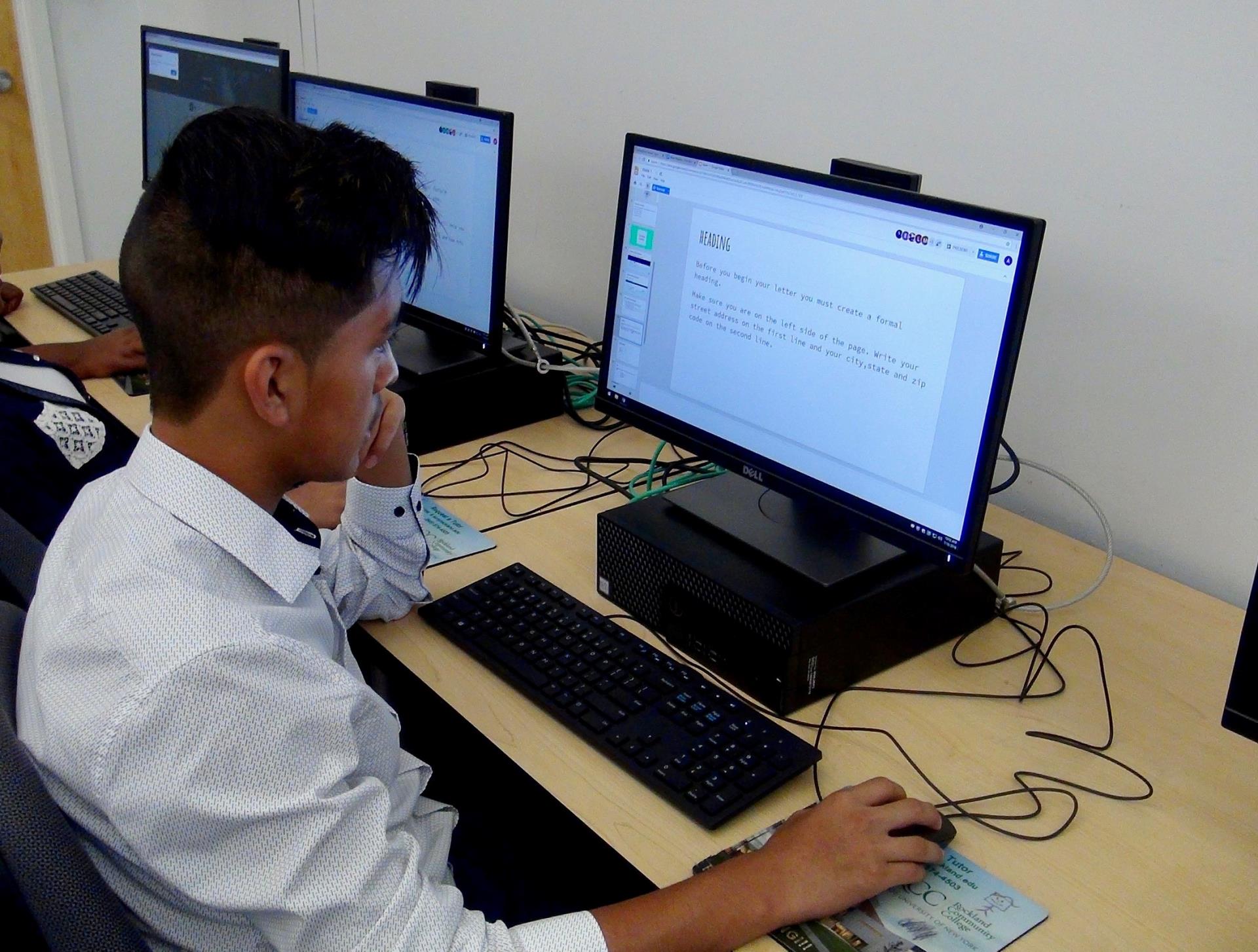 Teen working on a computer